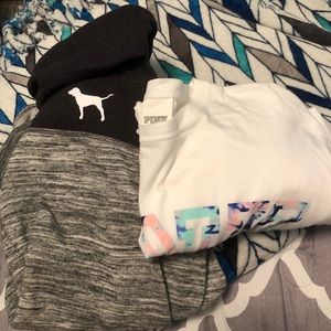 1 PINK sweatshirt and 1 PINK long-sleeve shirt